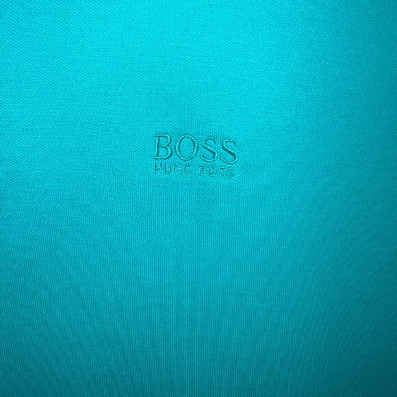 BOSS Hugo Boss Polo Shirt Men's XL Turquoise Pima Cotton Embroidered Logo - Picture 7 of 11